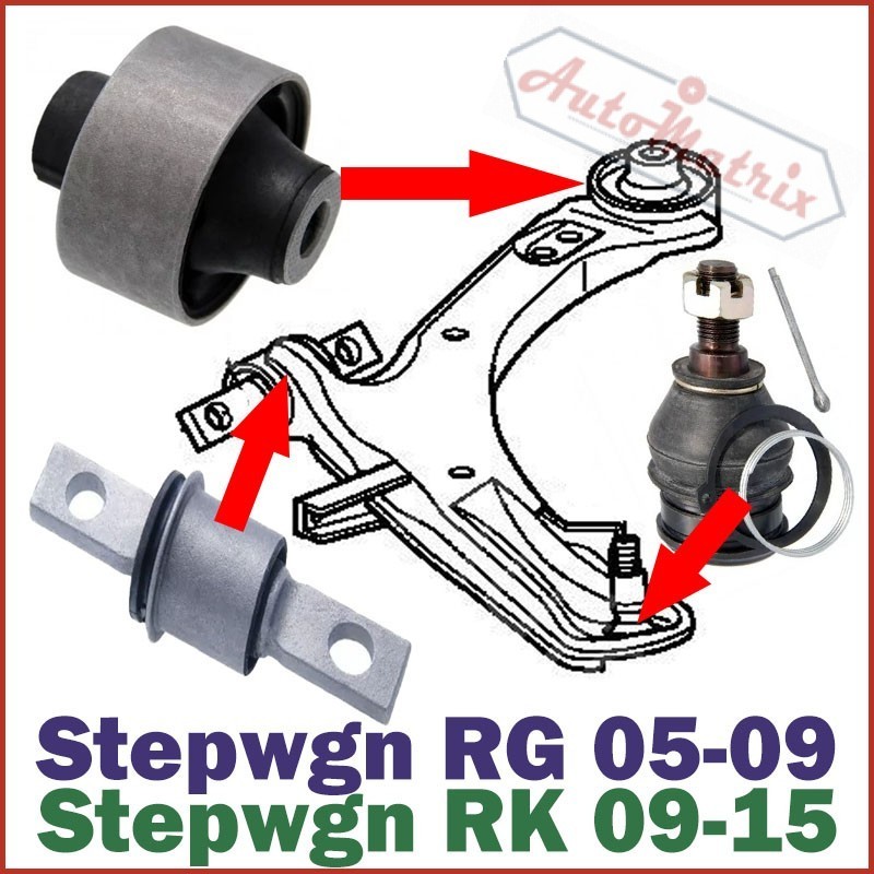 HONDA STEPWAGON RG RK (2005-2015) Front Wishbone Lower Control Arm Bush & Ball Joint Kit